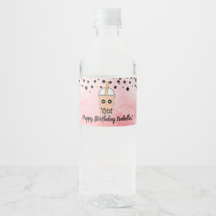 Pour Bouteilles D'eau Cute Boba Thé Anniversaire Fête Étiquette bouteill