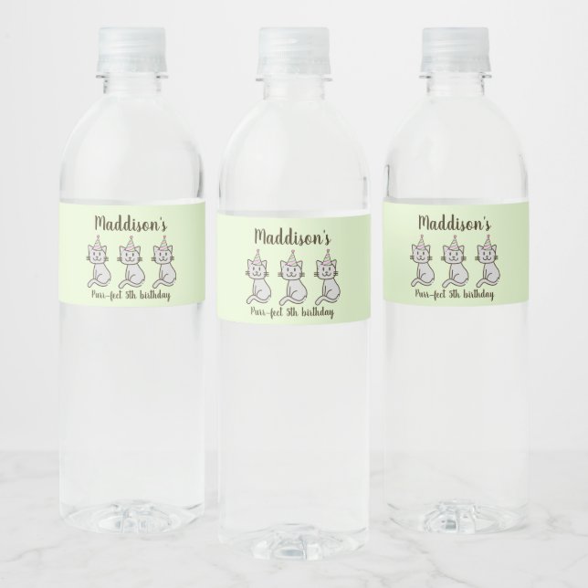 Pour Bouteilles D'eau Cute Kitty Chat Anniversaire Étiquette de bouteill (Bouteilles)