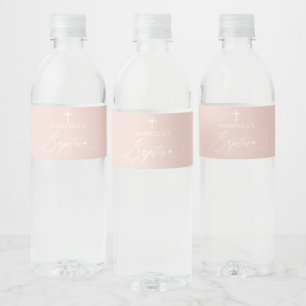Pour Bouteilles D'eau Dusty Pink Cross fille Baptism Étiquette de boutei