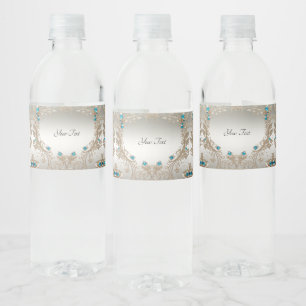 Pour Bouteilles D'eau Embellister Gold Blue Stones Étiquette bouteille d