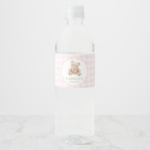 Pour Bouteilles D'eau Étiquette de Baby shower d'ours en peluche rose