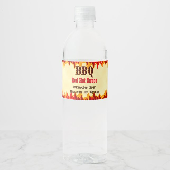 Pour Bouteilles D'eau Étiquette personnalisée de sauce piquante BBQ avec (Devant)