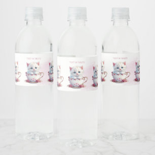 Pour Bouteilles D'eau Kitten en Coupe Fleurs roses Étiquette bouteille d