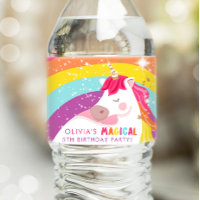 Unicorn Anniversaire Étiquette Rainbow Magical Gir