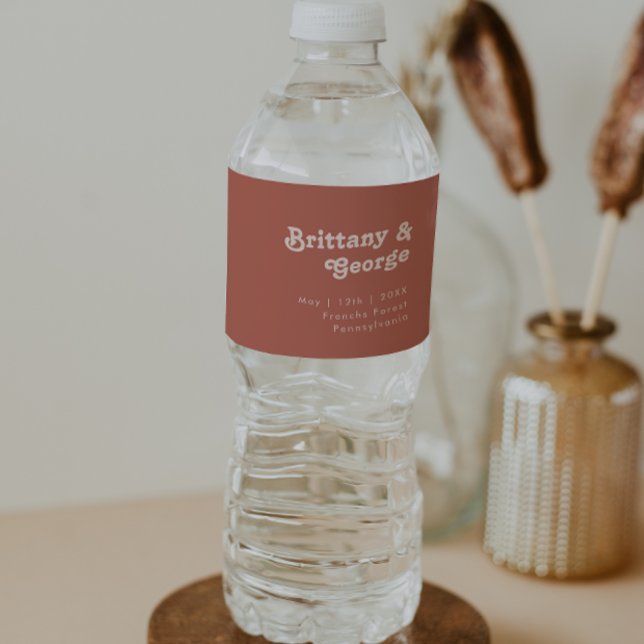 Pour Bouteilles D'eau Vibes rétro simples | Vieux Rose Étiquette de bout (Créateur téléchargé)