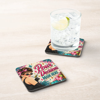 Pour Decisions Made Here Retro 1950s Cocktail Coaster