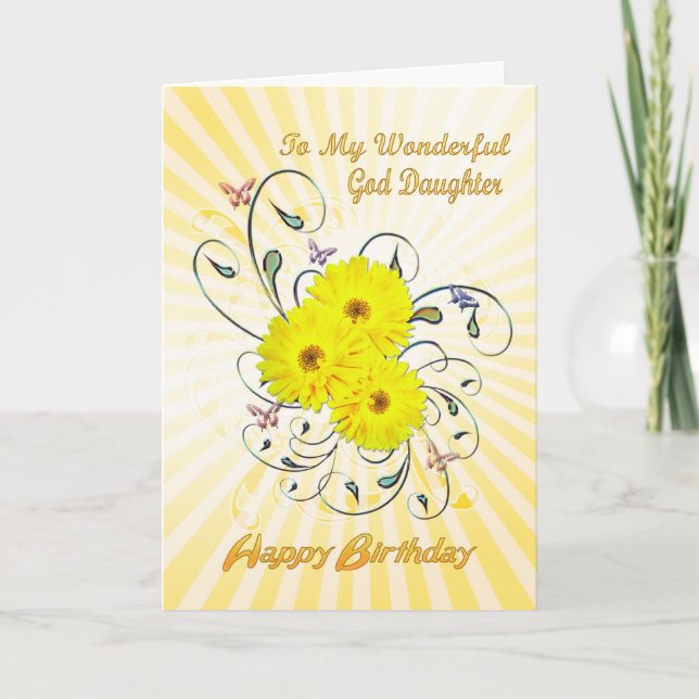 Pour Dieu Fille carte d'anniversaire avec fleurs j (Devant)