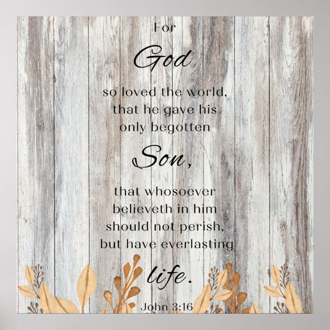 Pour Dieu si aimé Motivational Bible Verset Poster (Devant)