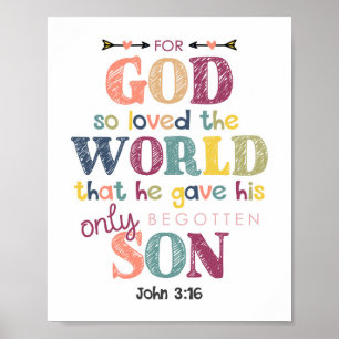 Pour Dieu si aimée le monde enfants poster chrétie