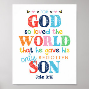 Pour Dieu si aimée le monde enfants poster chrétie