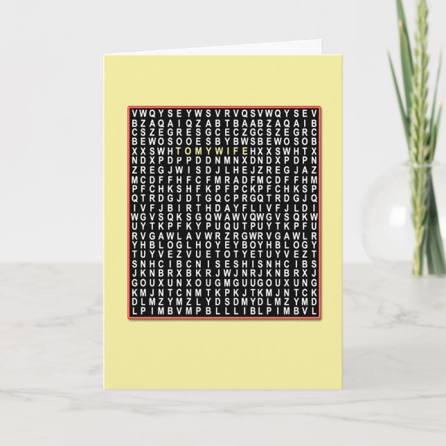 Pour femme, Wordsearch carte d'anniversaire (Devant)