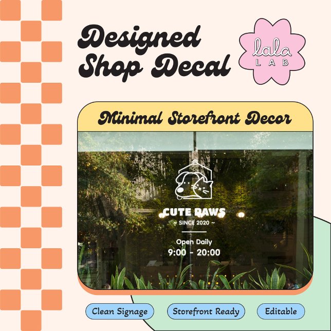 Pour Fenêtre Autocollant de logo et d'horaires de la boutique d (Créateur téléchargé)