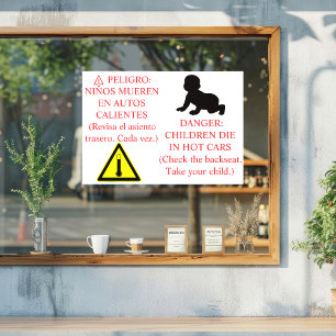 Pour Fenêtre Autocollant de sécurité de voiture bilingue Averti