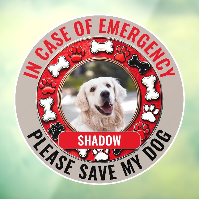 Pour Fenêtre En cas d'urgence sauvez mon chien Autocollant de f (Feuille 3)