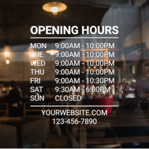 Pour Fenêtre Enseigne d'horaires de magasin blanc autocollant p