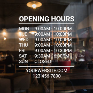 Pour Fenêtre Enseigne d'horaires de magasin blanc autocollant p