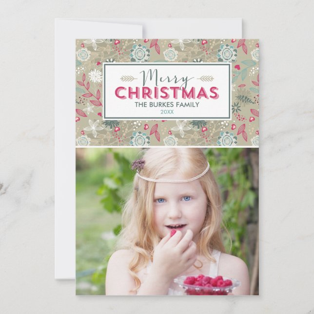 Pour Fêtes Annuelles Beau Motif Noël Cartes photos de vacances (Devant)