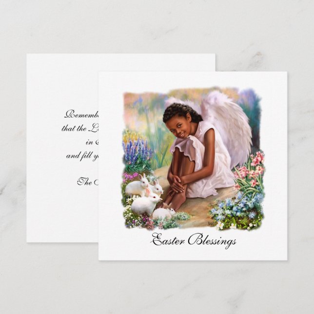Pour Fêtes Annuelles Bénédiction de Pâques. Cartes plates Little Afro A (Devant / Derrière)