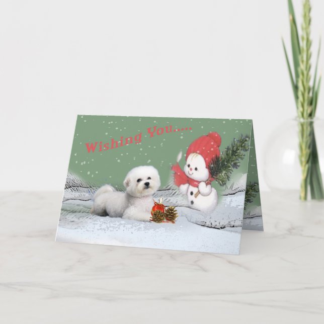 Pour Fêtes Annuelles Bichon vous souhaitant des cartes de Joyeux Noël (Devant)