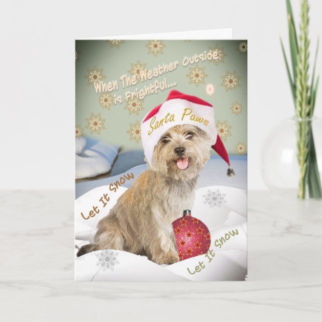 Pour Fêtes Annuelles Cairn Terrier Laisser Les Cartes De Neige (Devant)
