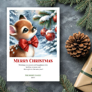 Pour Fêtes Annuelles Cartes aquarelles de Noël Bébé Faon Chic