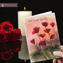 Cartes de condoléances à l'aquarelle Coquelicots r