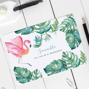 Pour Fêtes Annuelles Cartes de femme de Flamant rose rose tropicale Aqu