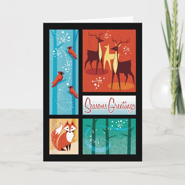 Pour Fêtes Annuelles Cartes de fin de année de la faune hivernale (Devant)