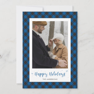 Pour Fêtes Annuelles Cartes de fin de année photo personnalisés Blue Bu
