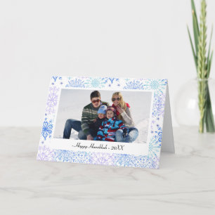 Pour Fêtes Annuelles Cartes de Hanukkah - Flocons de neige bleus