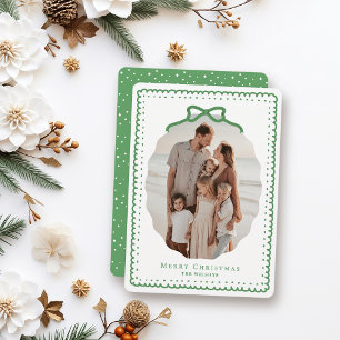 Pour Fêtes Annuelles Cartes de Noël avec cadres gribouillés verts et nœ