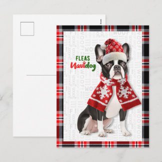 Pour Fêtes Annuelles Cartes de Noël Boston Terrier Chien Puces Navidog
