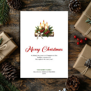 Pour Fêtes Annuelles Cartes de Noël classiques avec cierges et verdure