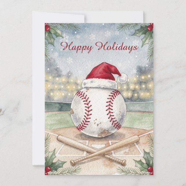 Pour Fêtes Annuelles Cartes de Noël de baseball de vacances (Devant)