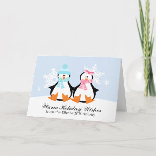 Pour Fêtes Annuelles Cartes de Noël de couples de pingouin