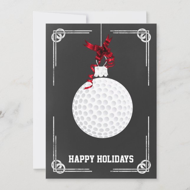 Pour Fêtes Annuelles Cartes de Noël de golfeur sur tableau noir (Devant)