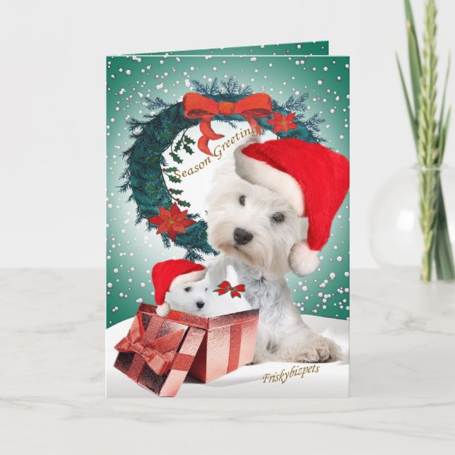 Pour Fêtes Annuelles Cartes de Noël de Westie Père Noël (Devant)