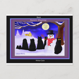 Pour Fêtes Annuelles Cartes de Noël des chats d'hiver noirs
