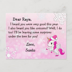 Pour Fêtes Annuelles Cartes de Noël du Père Noël : Licorne rouge au cha