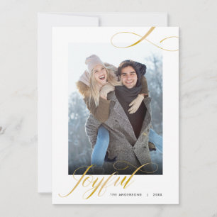 Pour Fêtes Annuelles Cartes de Noël Joyeuse Écriture Élégante 2 Photos