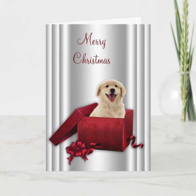 Pour Fêtes Annuelles Cartes de Noël Labrador Golden Retriever (Devant)