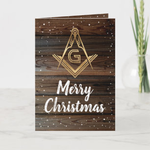 Pour Fêtes Annuelles Cartes de Noël maçonniques en bois rustique