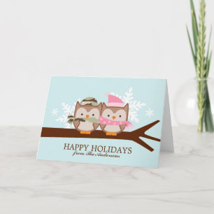 Pour Fêtes Annuelles Cartes de Noël militaires de couples de hibou