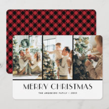 Cartes de Noël modernes Red Buffalo Plaid
