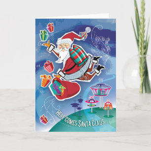 Pour Fêtes Annuelles Cartes de Noël Père Noël Jet Pack