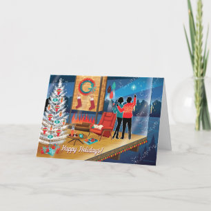 Pour Fêtes Annuelles Cartes de Noël Rétro de la Maison Moderne