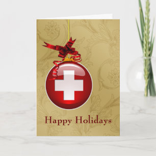 Pour Fêtes Annuelles cartes de Noël signe de la croix rouge de la profe