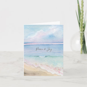 Pour Fêtes Annuelles Cartes de Noël Watercolor Coastal Verset bibliqu