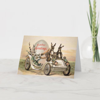 Pour Fêtes Annuelles Cartes de Pâques aux lapins vintage au volant