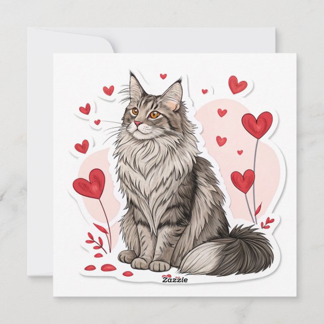 Pour Fêtes Annuelles Cartes de Saint Valentin géantes Maine Coon (Dos)